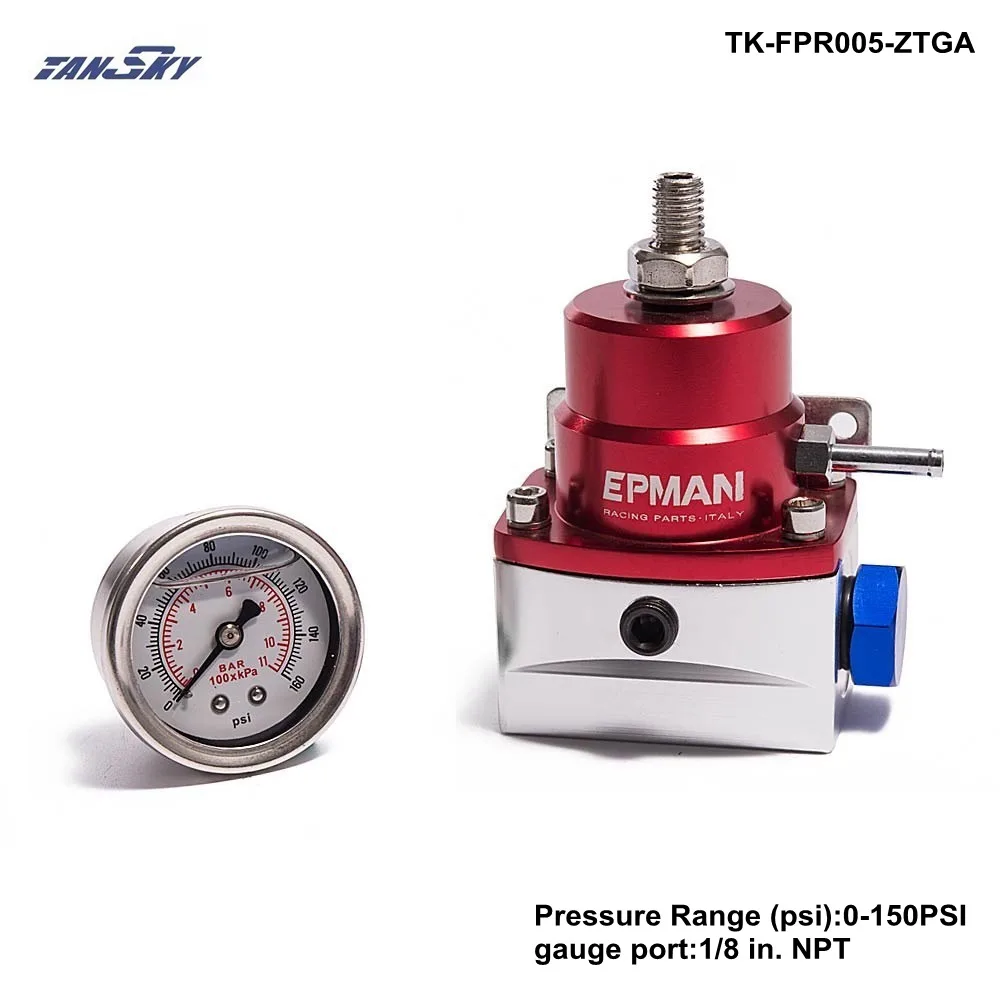 Алюминиевый Регулируемый регулятор давления топлива AN6 W 1/8 NPT(с манометром/без) TK-FPR-AF