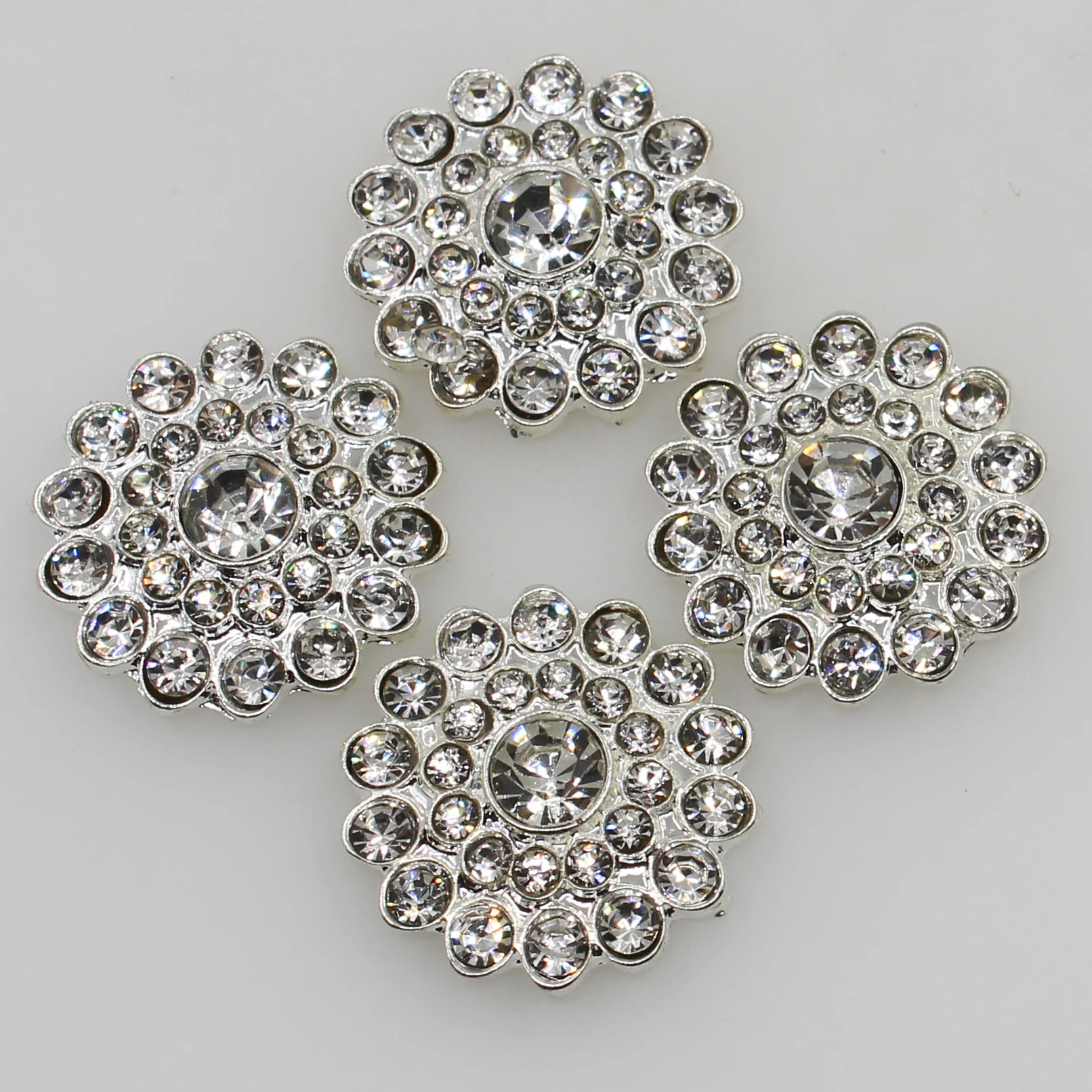 Новинка 10 шт. 21 мм серебристые стразы на пуговицах свадебное украшение плоская