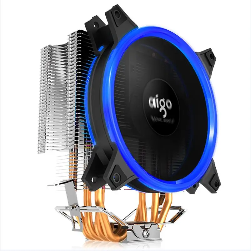 blue Aigo E3 радиатор 120 мм светодиодный вентилятор для процессора 4 трубки тихий 4-контактный радиатор охлаждения PWM игры охлаждения кулер для процессора для Inetel и AMD - Цвет лезвия: blue