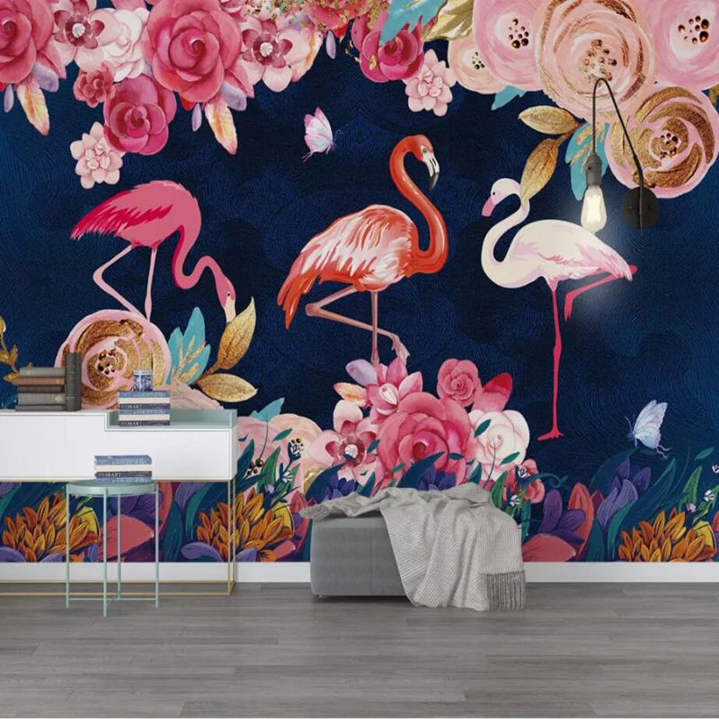 

Wallpapers YOUMAN Custom Wallpaper 3D Stereoscopic Embossed Flamingo Case Modern Abstract Art Wall Mural Living Room Bedroom