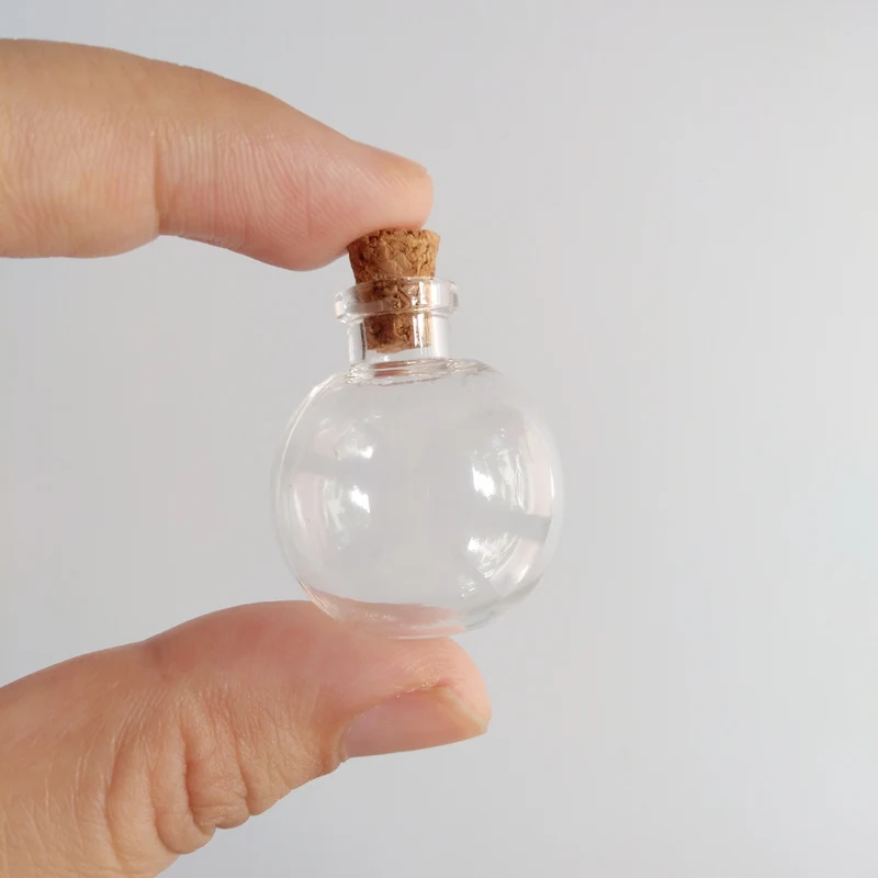 7ml Medium Ball shaped glass bottle with cork 27*32mm Small wish glass vials clear Pendant Decorative bottle 50pcs/lot