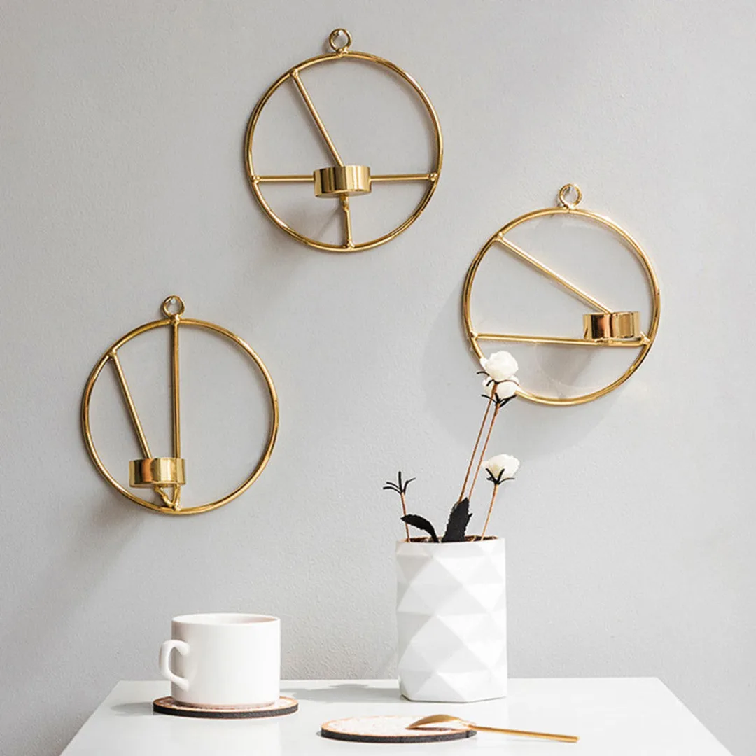 

Круглый металлический 3D геометрический настенный подсвечник в скандинавском стиле, подсвечник, декоративное бра «сделай сам»