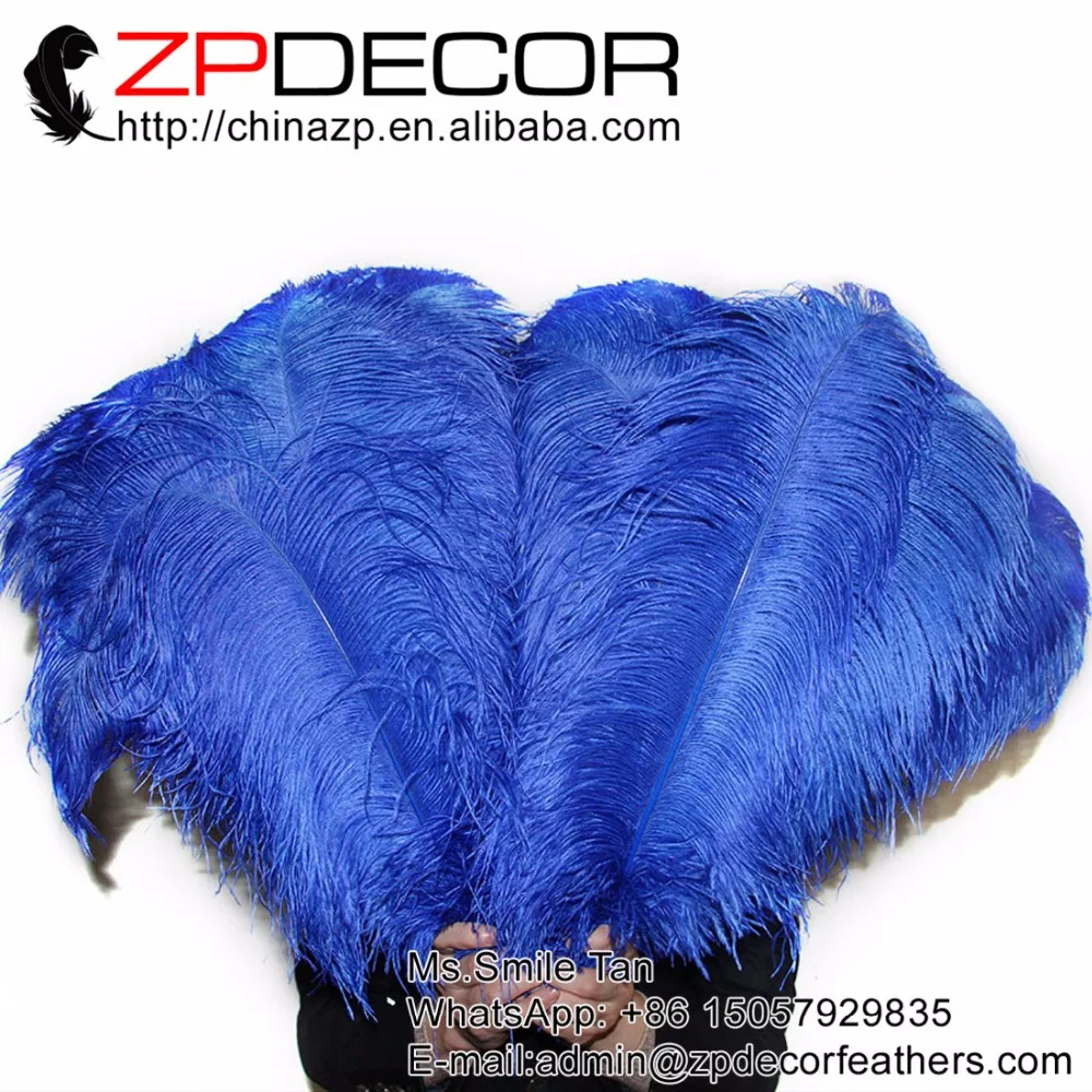 ZPDECOR Свадебные перья 10 шт./лот 60-65 см (24-26 дюймов) Большие королевские синие
