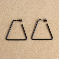 size 40mm trapezoid titanium stainless steel black vacuum plating stud earrings no fade allergy free