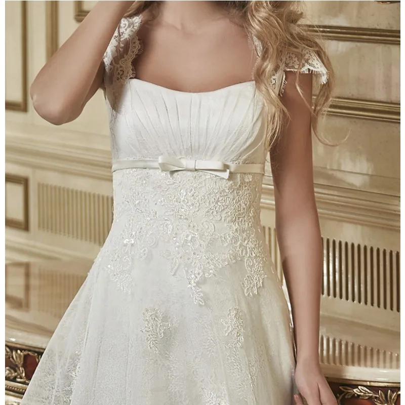 Vestidos De Novia 2016 Romantic Lace Wedding Dresses with Cap Sleevs and up Back Ivory Vintage Bridal | Свадьбы и торжества