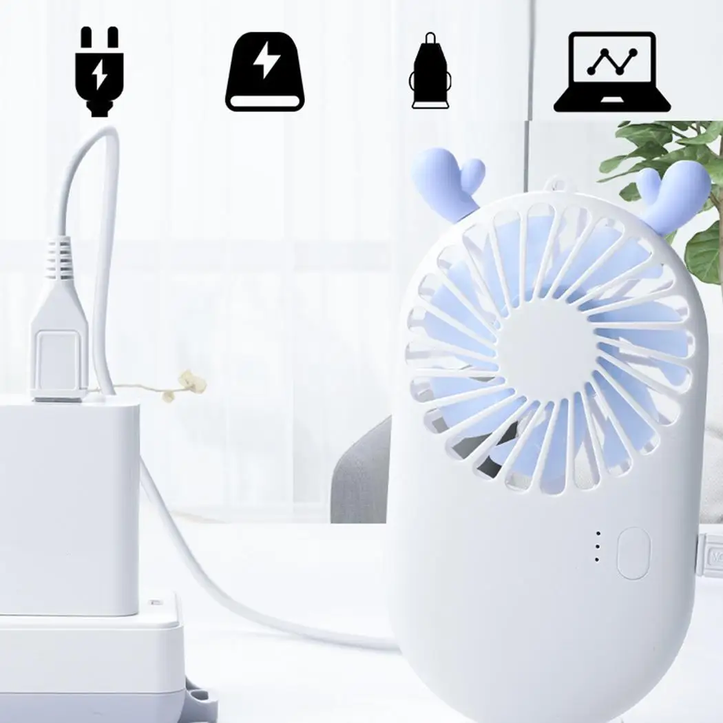 Переносной мини вентилятор ручной с перезаряжаемой встроенной батареей USB порт