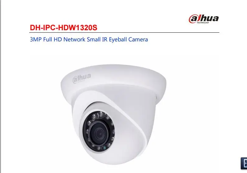 DAHUA ip камера 3MP сетевая ИК 30 м купольная 1080P домашняя full HD POE IPC HDW1320S Бесплатная