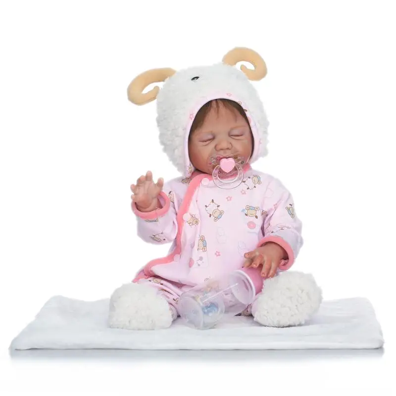 

48cm Full Body Silicone Reborn Baby Girl Dolls Sleeping Babies Newborn Lifelike Lovely Doll Bathe Toy Play House Kids Gifts
