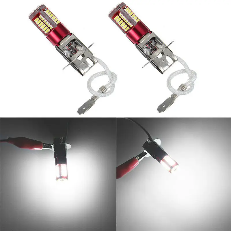 2x H3 3014 57-smd 12 V 10 W 6000 k 1500LM яркие белые светодиодные Автомобильные противотуманные лампы