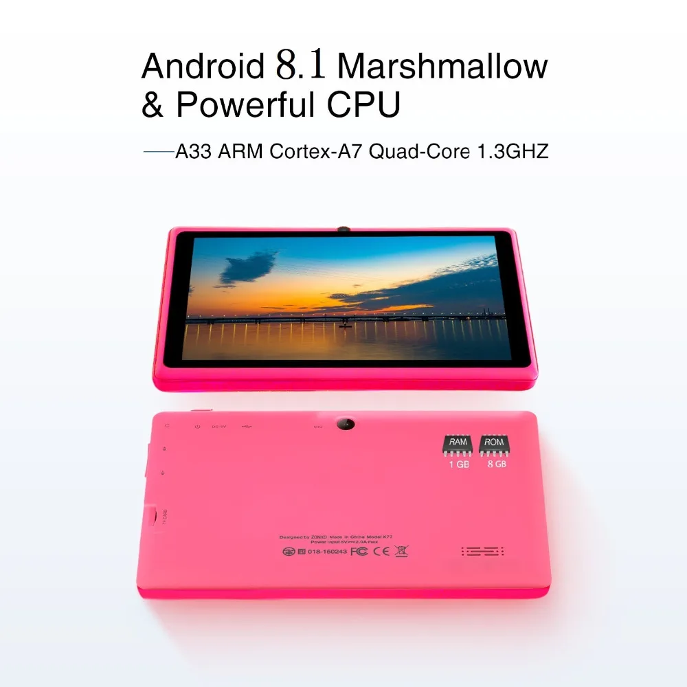 Горячие Новые 7 дюймов дизайн Android 8,0 4 ядра 1 Гб+ 8G планшетный ПК с системой андроида, ПК, Wi-Fi Bluetooth gps ips Планшеты