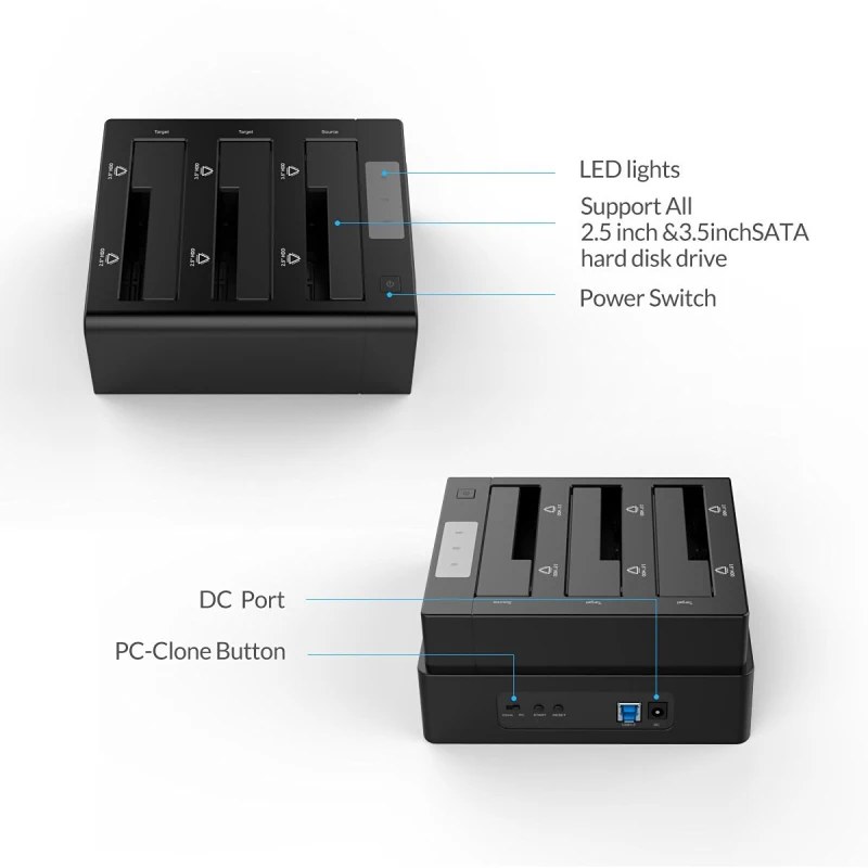 Док станция ORICO 3 Bay USB 0 HDD для жесткого диска 2 5 дюйма SATA Поддержка клона с