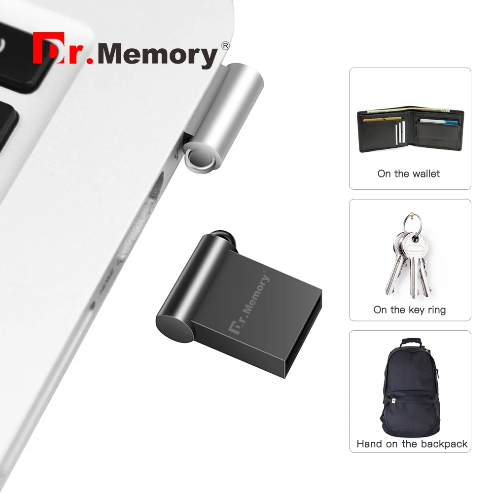 Флеш накопитель Dr. Memory Micro USB водонепроницаемый металлический мини на брелке
