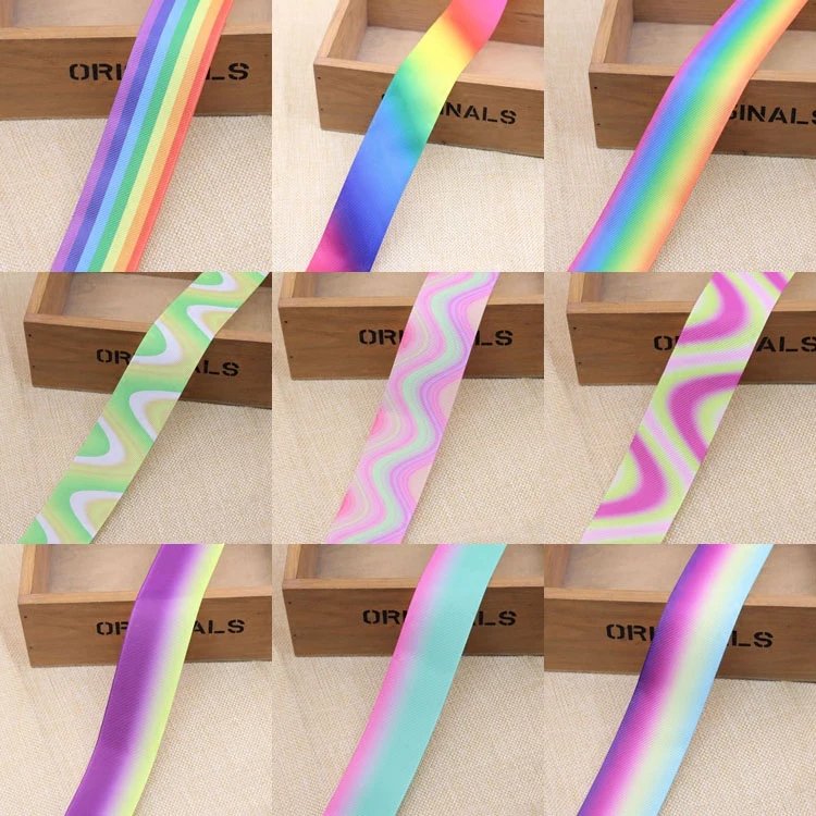 

25mm Gradient Color Grosgrain Ribbons for Bow Handcraft Wedding Party Packing Ribbon Christmas Decor DIY Accessories (1 Meter)