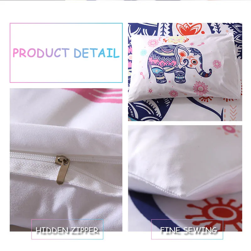 3D Белый постельный комплект с принтом слона мандала роскошное постельное белье