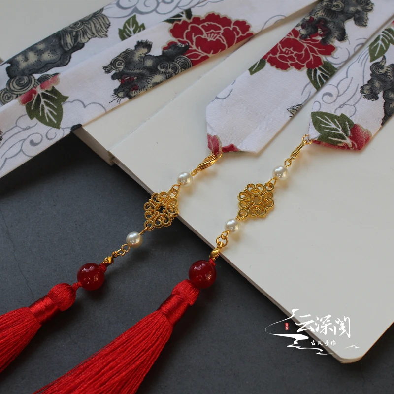 Unicorn Peony Мужские и wo мужские салфетки Hanfu повязка для волос с кисточками позолоченный кран кои Съемная кисточка головные уборы аксессуары для волос лента для волос - Цвет: Unicorn Peony