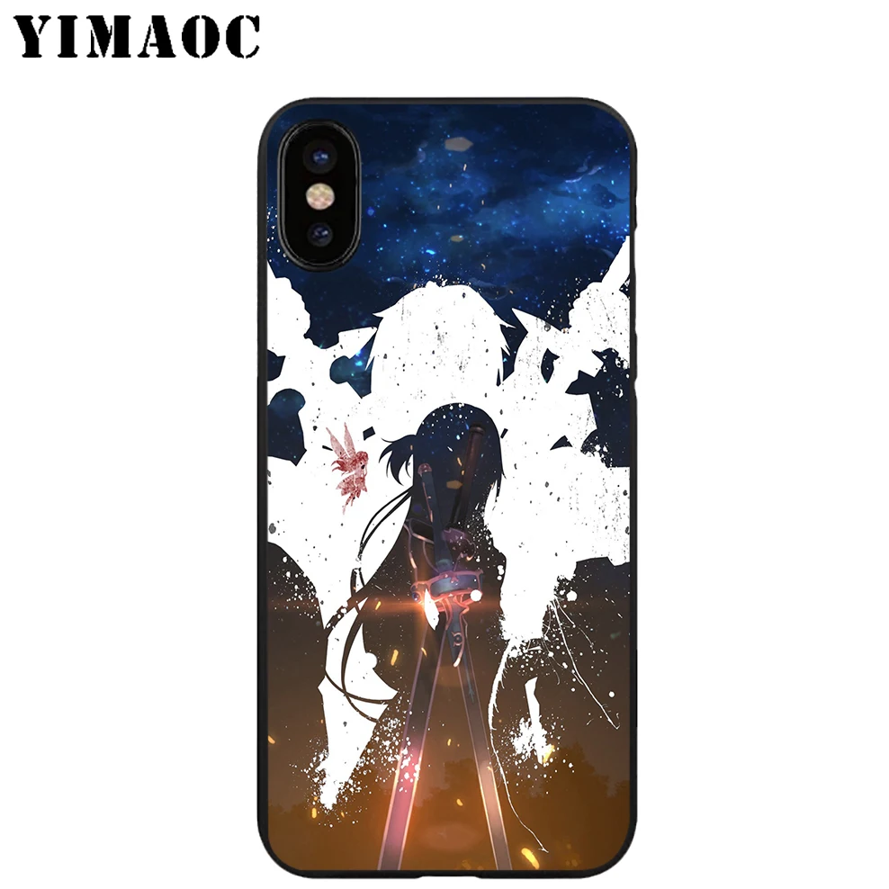 YIMAOC Sword Art онлайн Мягкий ТПУ Черный силиконовый чехол для iPhone X или 10 8 7 6 6S Plus 5 5S SE Xr