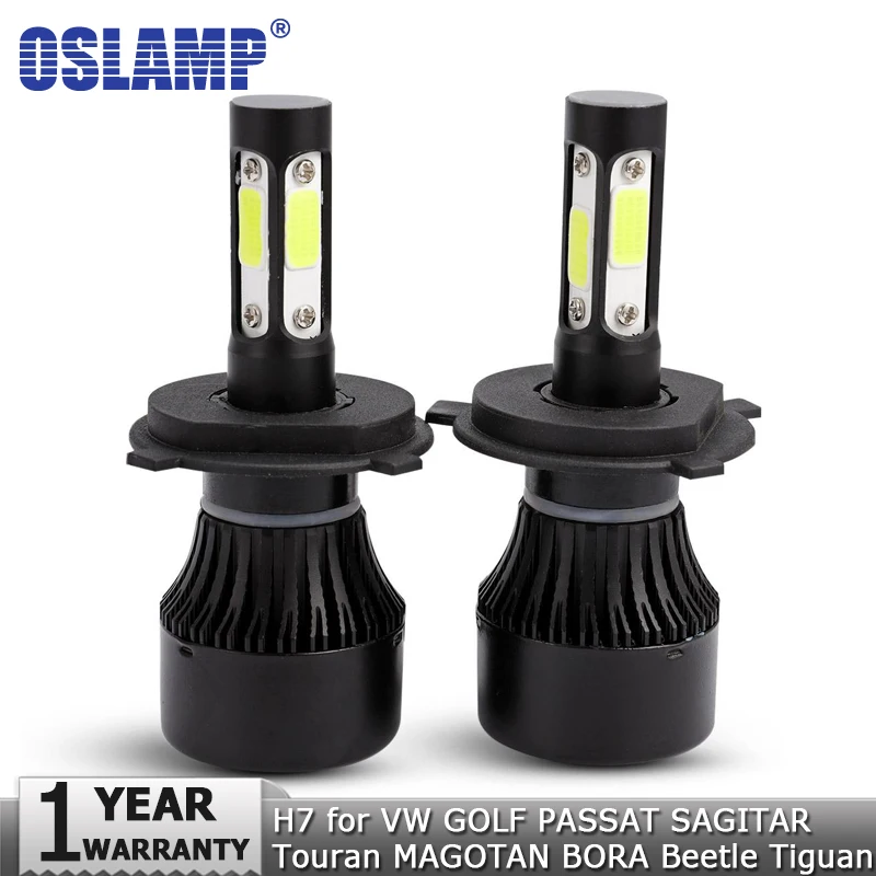 Oslamp 4 боковые H7 Автомобильные светодиодные лампы для фар 100 Вт лм авто фары VW GOLF