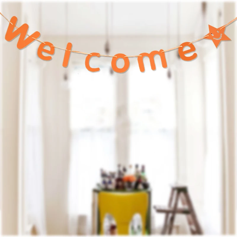 3 м синий Добро пожаловать бумажный флаг гирлянда баннер со звездой DIY Свадьба