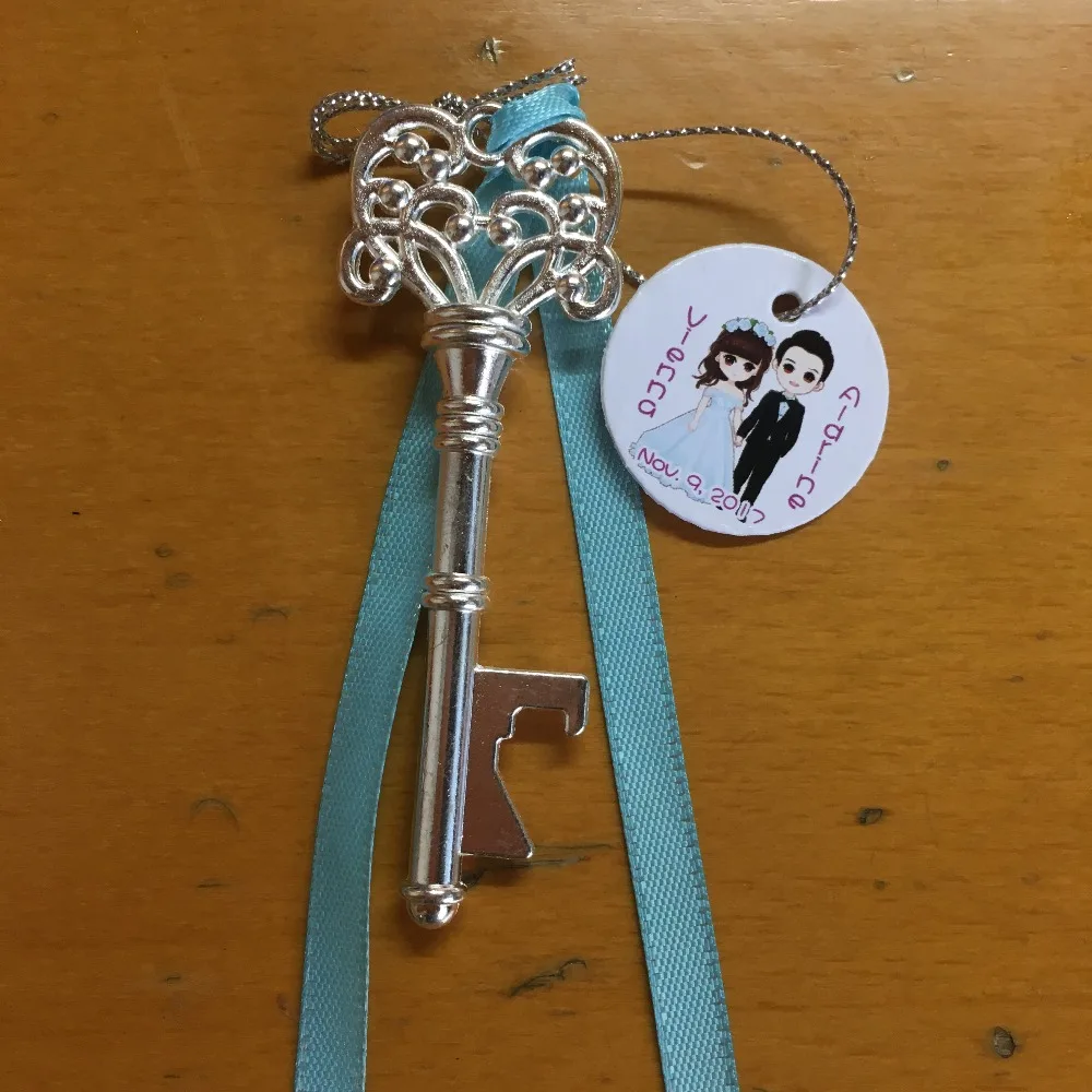 

Free Shipping 100pcs Personalized Tag DIY Cheap Anniversary Bridal shower Party favors and gifts Bear bottle opener wedding