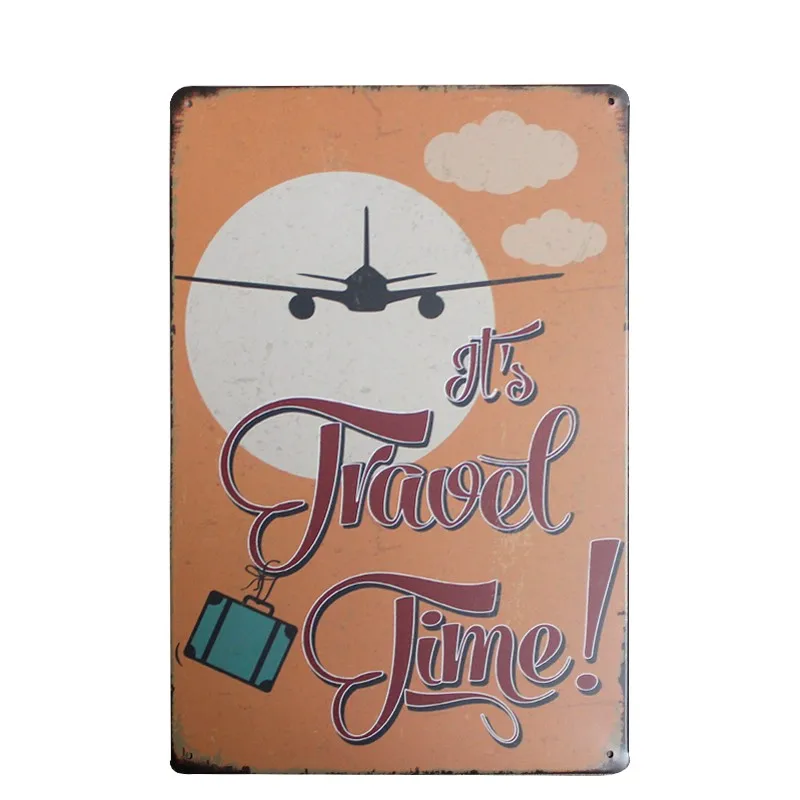 [Путешествия] Винтаж Home Decor Олово Признаки Потертый Шик Доска Металла Старинные