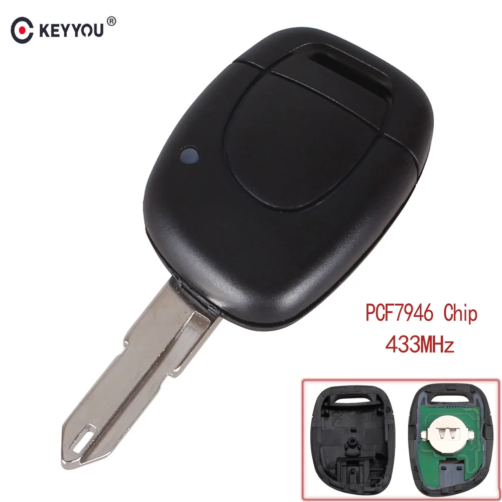 

KEYYOU Transponder 1 Button Remote Car Key Fob 433Mhz ID46 PCF7946 Chip Fit For Renault Master Kangoo Clio Twingo NE73 Blade