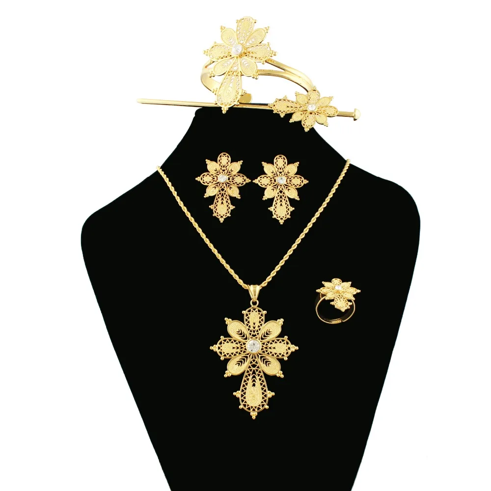 Новейший Эфиопский крест оформленный цветами Африканский Свадебный комплект