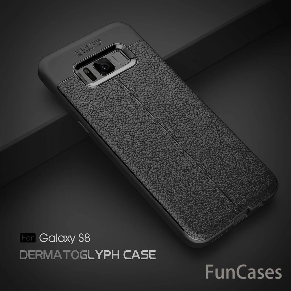 Для samsung S8 карбоновое волокно Роскошный чехол из мягкого ТПУ кожаный силиконовый