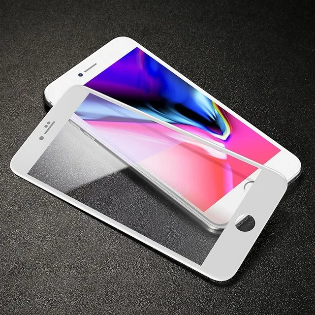 Transparent White Baseus 5D защита экрана из закаленного стекла для iPhone 8 7 полноэкранный анти-синий светильник Защита экрана для iPhone 7 8 Plus - Цвет: Transparent White