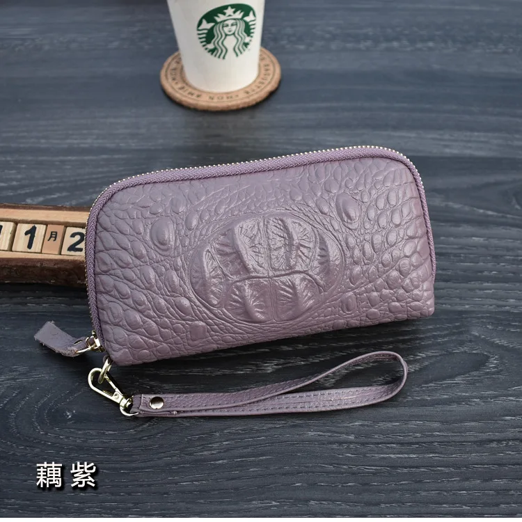 ou purple Косметичка с крокодиловым узором, женская косметичка из натуральной кожи, косметичка, красивый чехол, косметичка, винтажный клатч, ретро Сумочка, дневной клатч - Цвет: ou purple