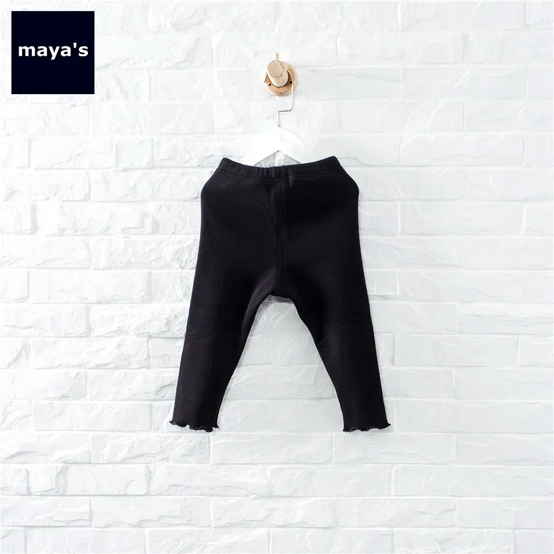 Mayas/модные однотонные Утепленные зимние штаны для девочек детские обтягивающие