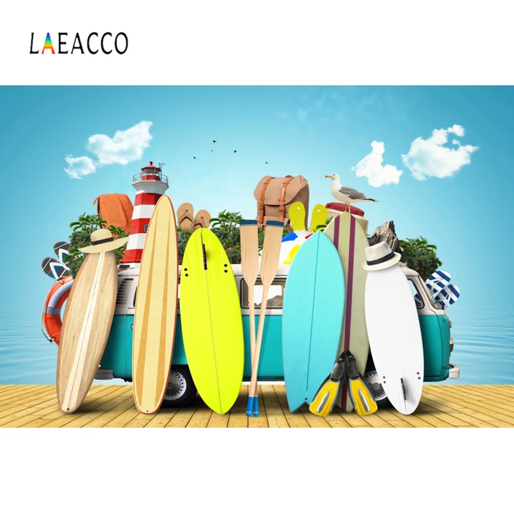 

Фон для фотосъемки Лето Тропический праздник доска для серфинга поездки деревянный пол море ребенок портрет фото фон