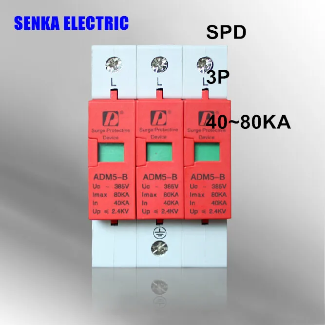 SPD 40-80KA 3P устройство защиты от перенапряжения Электрический дом Защита B ~ 385V AC |