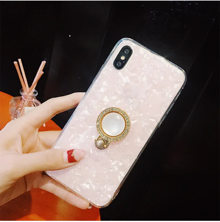 XS MAX Роскошный чехол для телефона с кольцом кошачий глаз и подставкой Блестящий