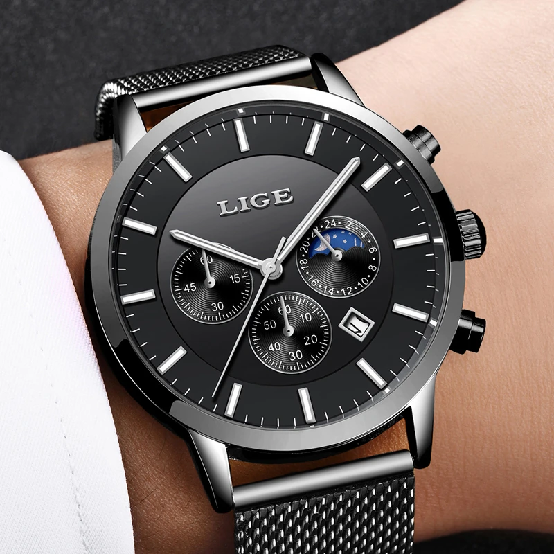 2018 LIGE Mens Watch Top Brand Luxury Business Chronograph Male Creative Quartz Men Fashion Sport Relogio Masculino | Наручные часы