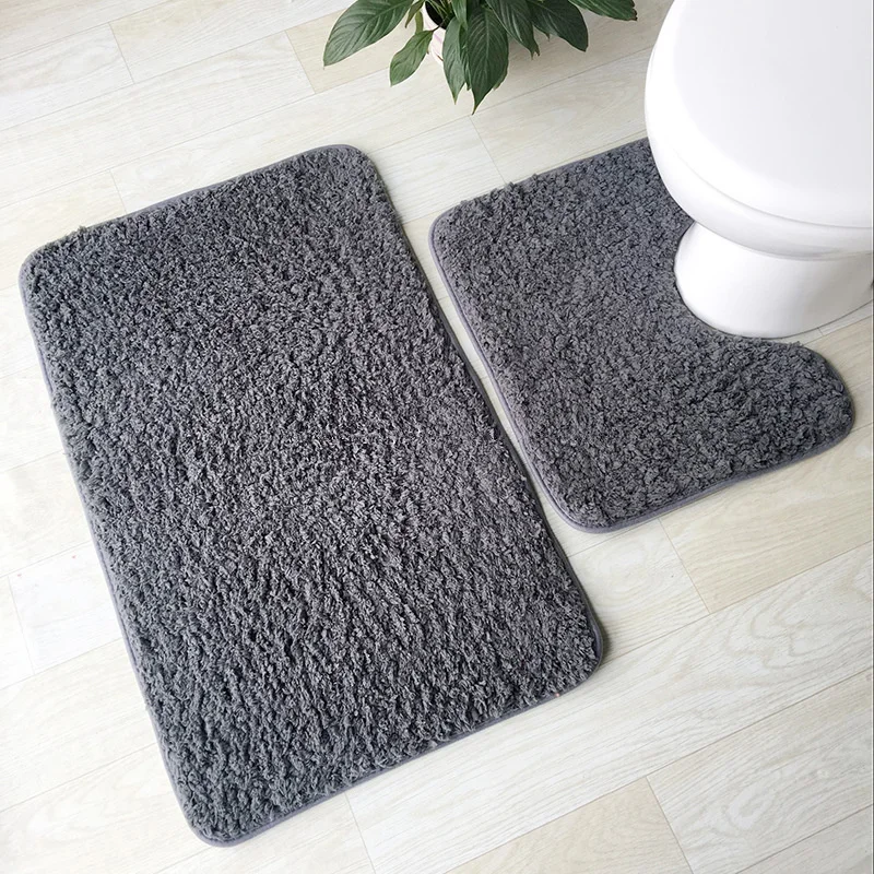 soft lamb plush bathroom mat 2 pcsset toilet mat 4 solid colors bathroom rug household toilet feet pad super soft bath mat free global shipping