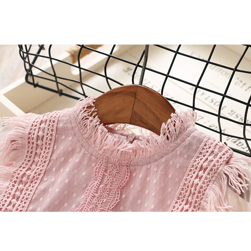 Girls Dresses 2019 Spring New Children's Wear Fresh Sweet Mesh Lace Tassel Long Sleeve Princess Fluffy Dress | Детская одежда и