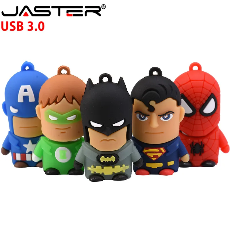 JASTER 3,0 супер человек USB флеш-накопитель Человек-паук Бэтмен Капитан Америка Флешка 4 ГБ 8 ГБ 16 ГБ 32 ГБ карта памяти, Флеш накопитель в подарок