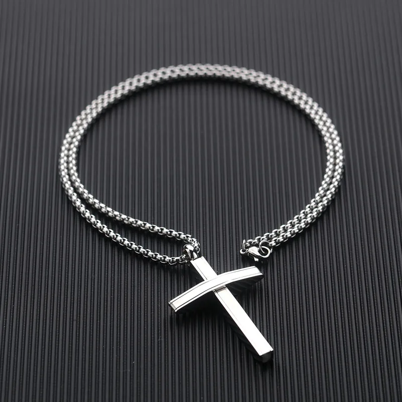 Fate Love Trendy Cross Necklace Men Jewelry Collares Stainless Steel Pendants Necklaces Box Chain Colar 2019 Mens Jewellery Gift | Украшения