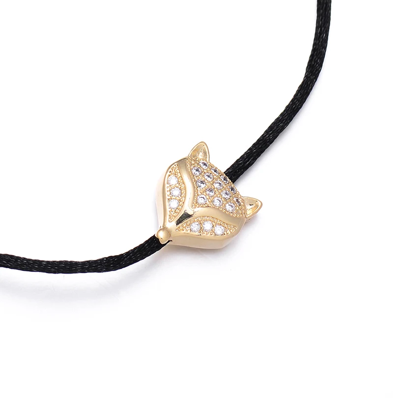 Шикарный кубический цирконий лиса коса регулируемые браслеты с шармами модные