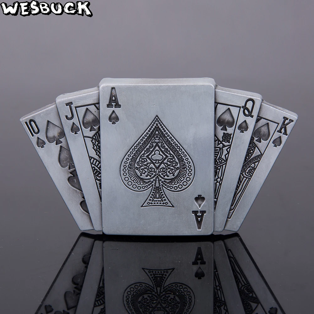 WesBuck Фирменная розничная продажа новый стиль 10JQKA пряжка для ремня с карточкой серебристый черный металлический для ширины ремня 4 см мужские джинсы аксессуары роскошный Hebilla