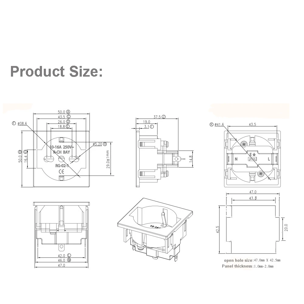 6 шт./упак. Италия разъем модуль аксессуары для настольной БРП розетка розетки 50