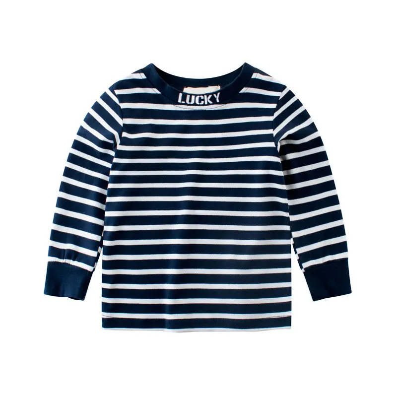Navy Boys T Shirt Детская Хлопковая футболка для мальчиков, футболки для мальчиков, Детская футболка с длинными рукавами топы, рубашки для малышей в полоску, Осенняя детская одежда - Цвет: Navy Boys T Shirt