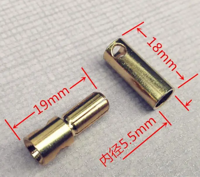 5.5mm Модели RC Li-Po Батарея мужской/женский Банановая Пуля разъем 2/3/3,5/4/5/5,5/6,5/8 мм - Цвет: 5.5mm