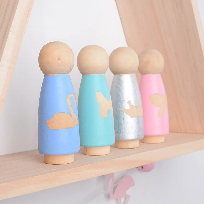 

Nordic Kids Toy Figurines Wood Doll Natural Wood Ornaments Decoration For Nursery Children's Room Decorative Photography Prop
