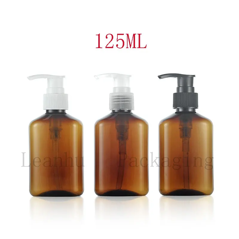 Empty Brown Liquid Soap Lotion Pump Plastic Bottles, 125ML Refillable Shampoo Bottle, Empty Cosmetic Containers, Wholesale 36PC