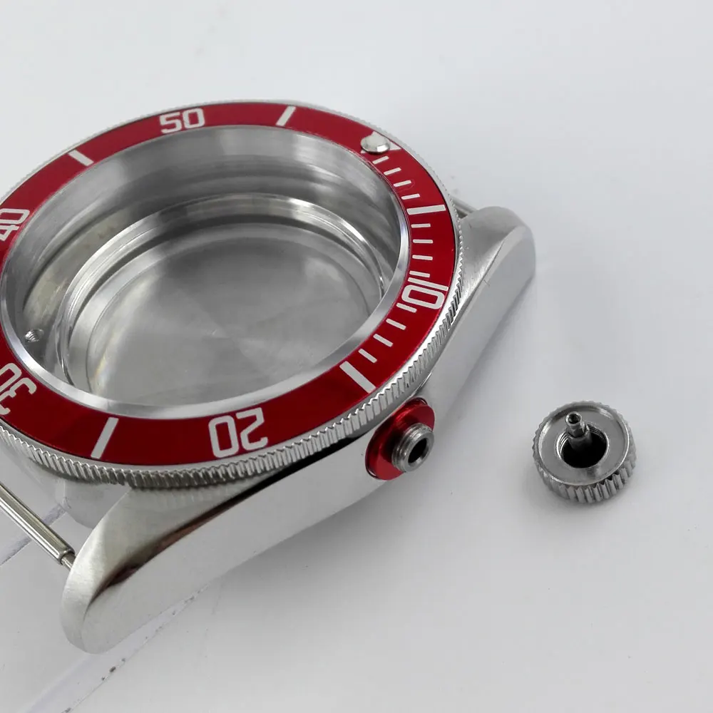 41 мм красная вставка ободок часы с сапфировым стеклом чехол подходит ETA 2836