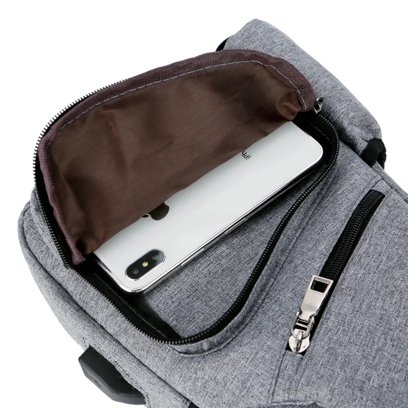 Сумка через плечо(интерфейс USB зарядка), большая сумка через плечо,, нагрудная сумка, мужская сумка с боковым карманом для бутылки, Холщовая Сумка-слинг