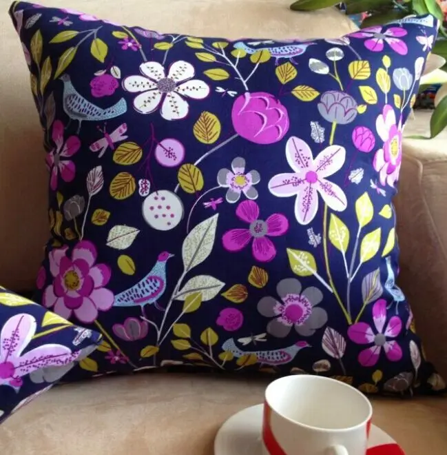 Наволочка с изображением голубого соловья фиолетовая хлопковая наволочка для