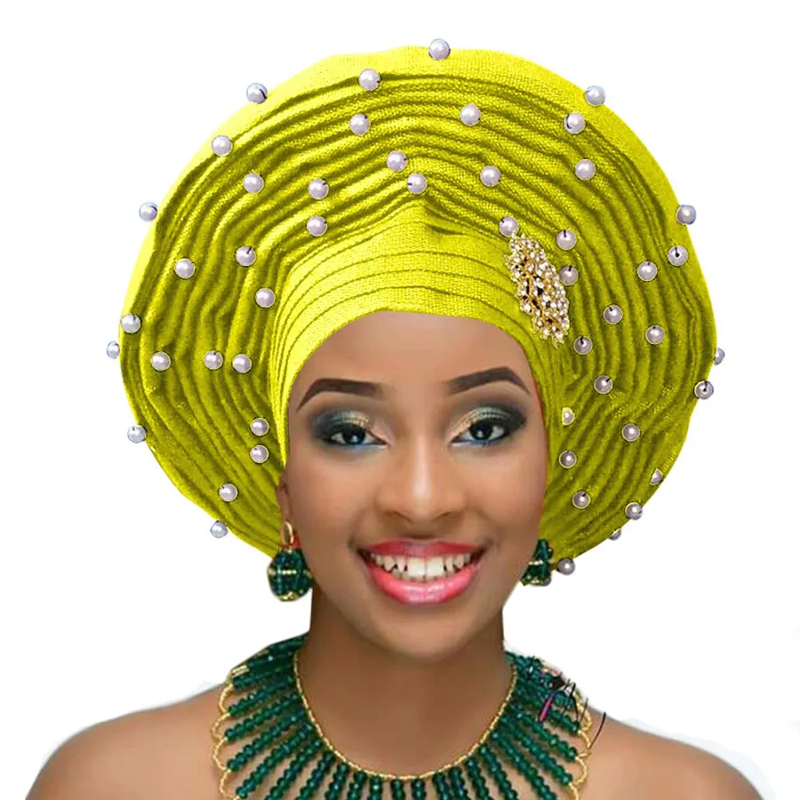 Aso oke головной убор с бисером aso oke нигерийский головной убор aso ebi африканский геле Авто геле Африканский головной убор