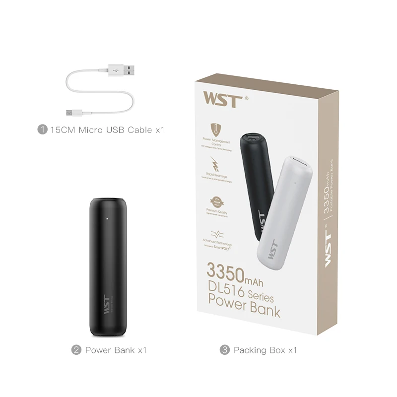 Внешний аккумулятор WST ёмкость 3350мАч порт USB подойдёт для Xiaomi iPhone и Samsung - купить